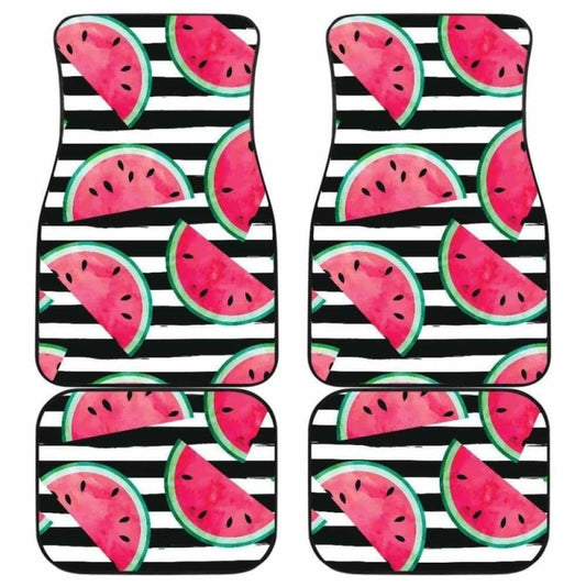 Watercolor Paint Textured Watermelon Pieces Front And Back Car Mats 174914 - YourCarButBetter