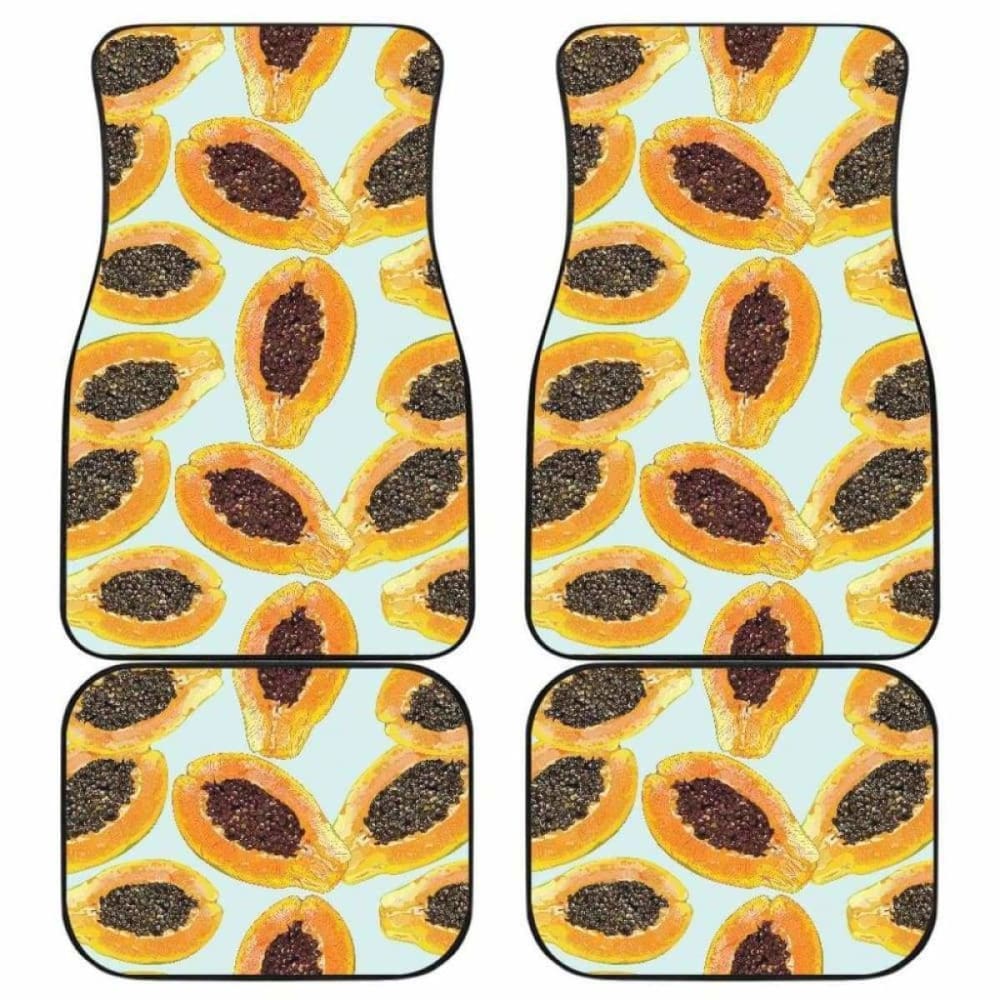 Watercolor Papaya Pattern Front And Back Car Mats 174914 - YourCarButBetter