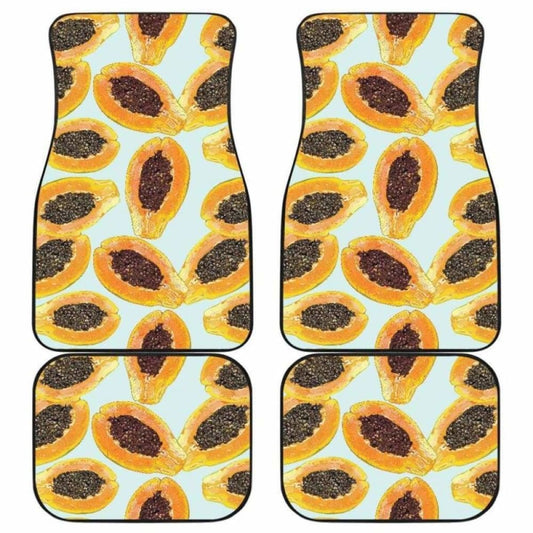 Watercolor Papaya Pattern Front And Back Car Mats 174914 - YourCarButBetter