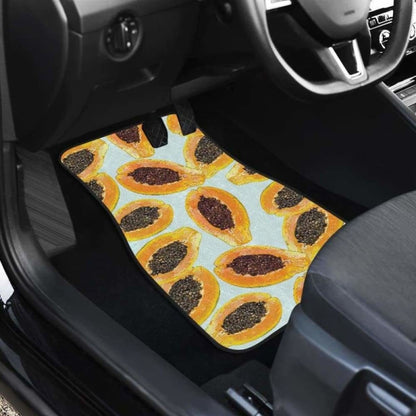 Watercolor Papaya Pattern Front And Back Car Mats 174914 - YourCarButBetter
