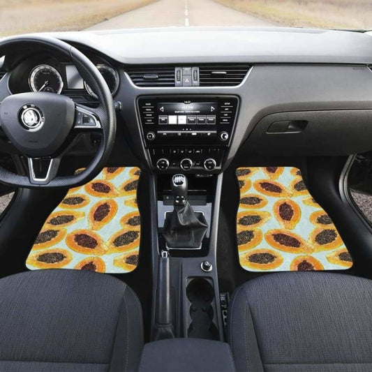 Watercolor Papaya Pattern Front And Back Car Mats 174914 - YourCarButBetter