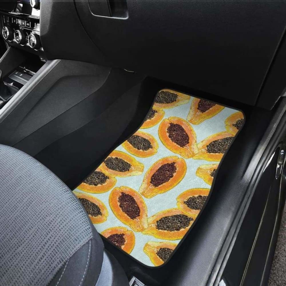 Watercolor Papaya Pattern Front And Back Car Mats 174914 - YourCarButBetter