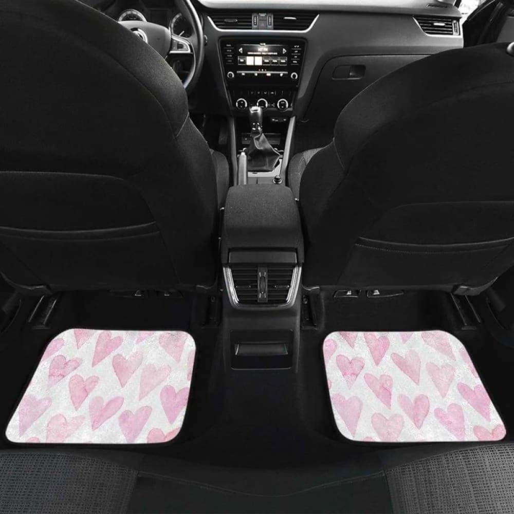 Watercolor Pink Heart Pattern Front And Back Car Mats 174914 - YourCarButBetter
