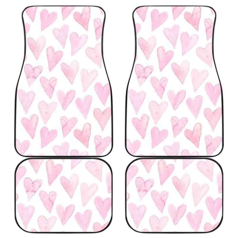 Watercolor Pink Heart Pattern Front And Back Car Mats 174914 - YourCarButBetter