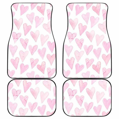 Watercolor Pink Heart Pattern Front And Back Car Mats 174914 - YourCarButBetter