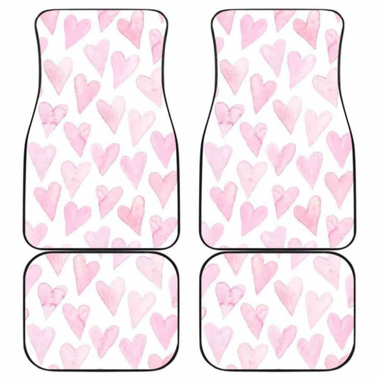 Watercolor Pink Heart Pattern Front And Back Car Mats 174914 - YourCarButBetter