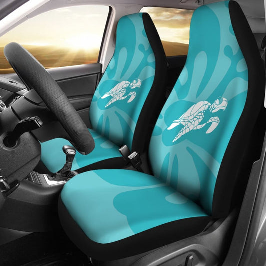 Watercolor Turtle And Hibiscus Car Seat Covers 211504 - YourCarButBetter