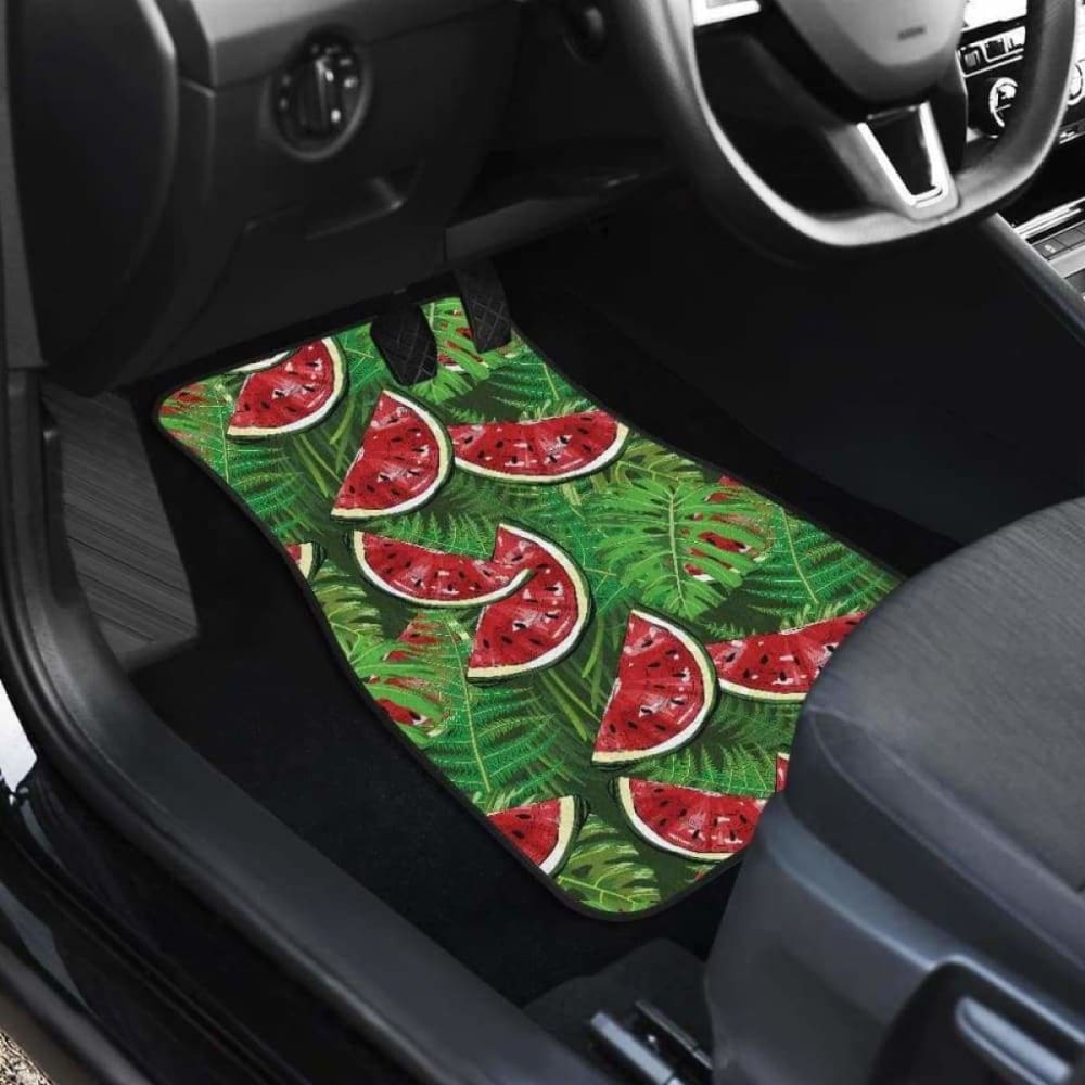 Watermelons Tropical Palm Leaves Pattern Background Front And Back Car Mats 174914 - YourCarButBetter