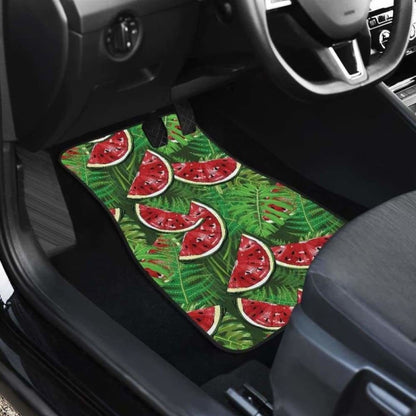 Watermelons Tropical Palm Leaves Pattern Background Front And Back Car Mats 174914 - YourCarButBetter