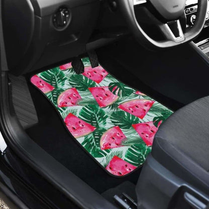 Watermelons Tropical Palm Leaves Pattern Front And Back Car Mats 174914 - YourCarButBetter