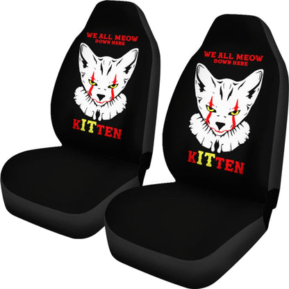 We All Meow Down Here Clown Cat KITten Halloween Pennywise Car Seat Covers 212903 - YourCarButBetter
