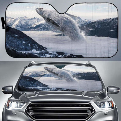 Whale Fog Mountains Winter Hd 4K Car Sun Shade 085424 - YourCarButBetter