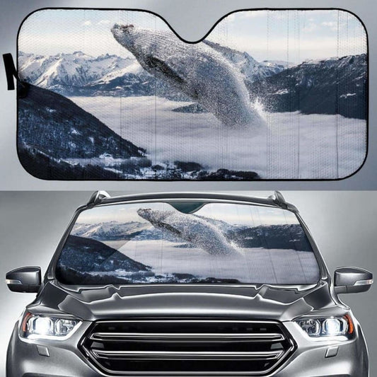 Whale Fog Mountains Winter Hd 4K Car Sun Shade 085424 - YourCarButBetter