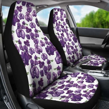 White And Purple Orchid Flower Pattern Car Seat Covers 174914 - YourCarButBetter
