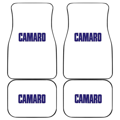 White Camaro Blue Letter Car Floor Mats 212304 - YourCarButBetter