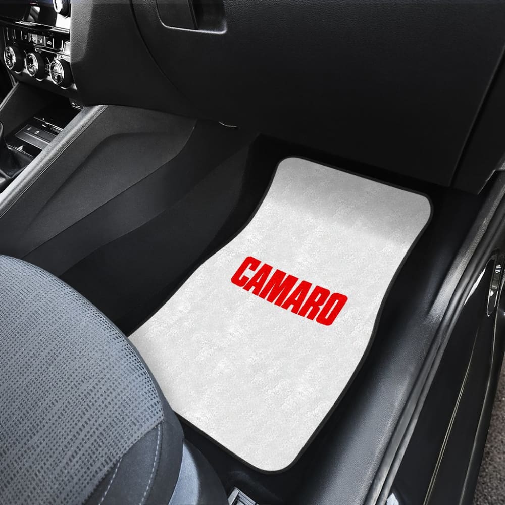 White Camaro Red Letter Car Floor Mats 212304 - YourCarButBetter