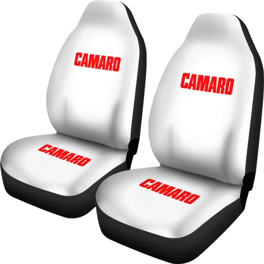 White Camaro Red Letter Car Seat Covers 212304 - YourCarButBetter