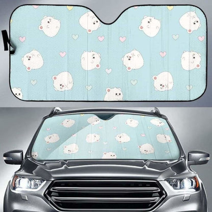 White Cute Hamsters Heart Pattern Car Auto Sun Shades 085424 - YourCarButBetter