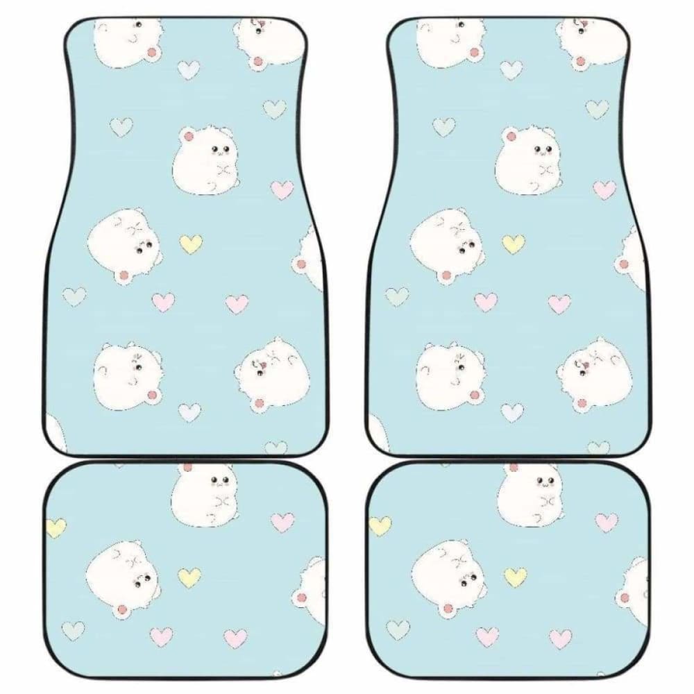 White Cute Hamsters Heart Pattern Front And Back Car Mats 181703 - YourCarButBetter