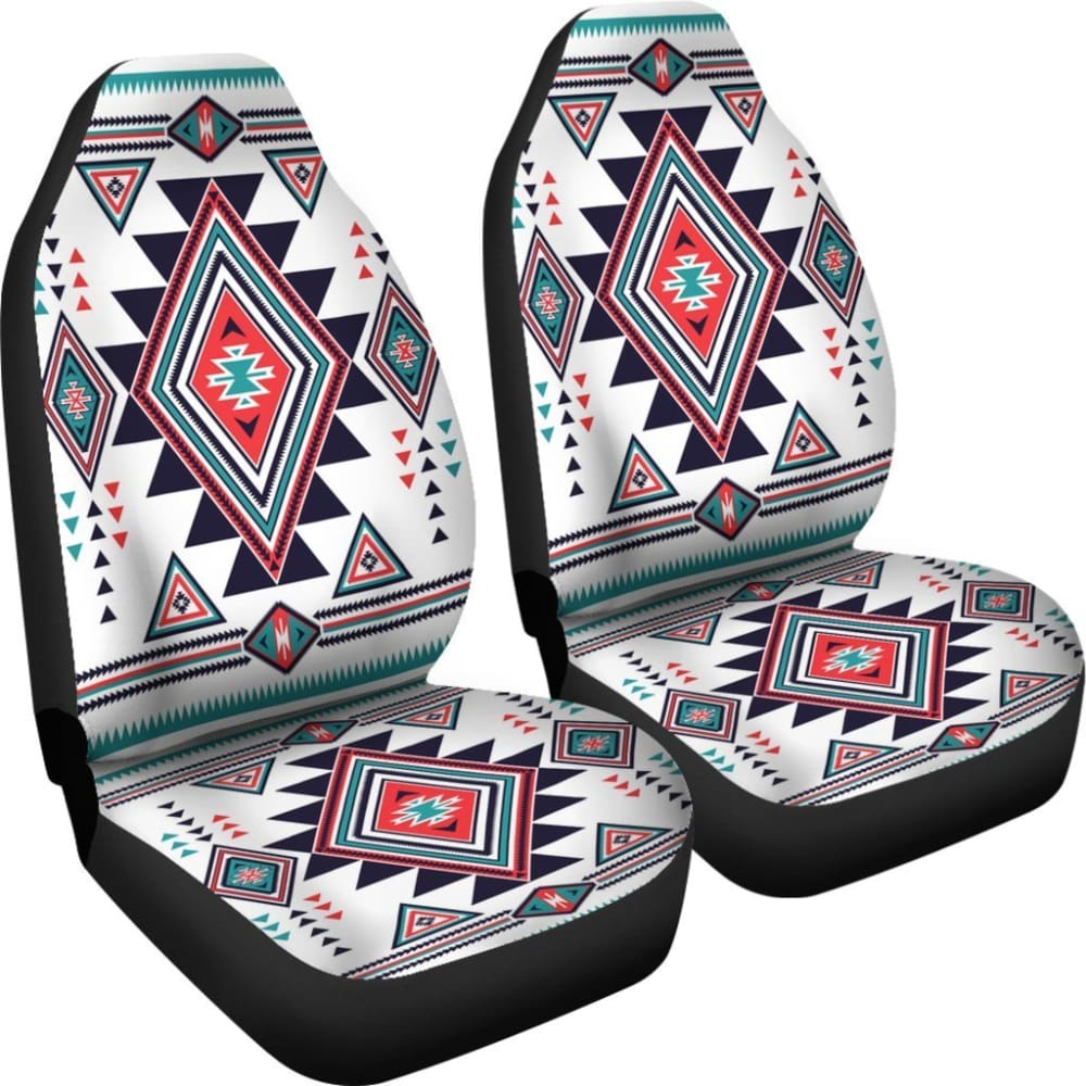 White Geometric Native American Design Car Seat Covers 093223 - YourCarButBetter