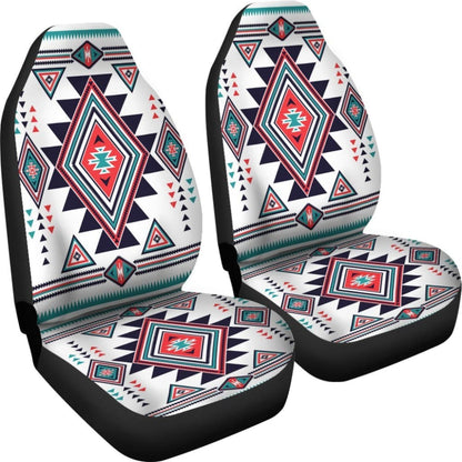 White Geometric Native American Design Car Seat Covers 093223 - YourCarButBetter