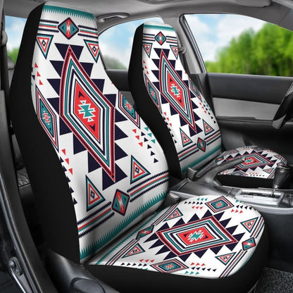 White Geometric Native American Design Car Seat Covers 093223 - YourCarButBetter
