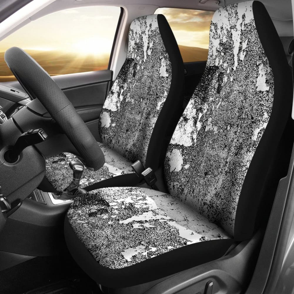 White Grunge Art Car Seat Covers 210202 - YourCarButBetter