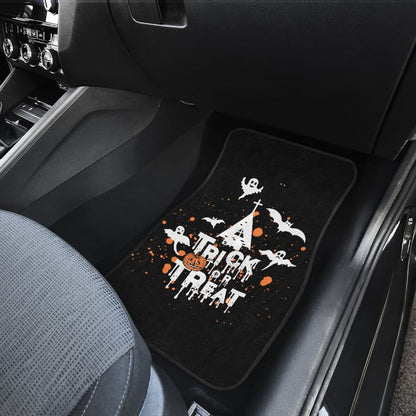 White Orange Trick or Treat Halloween Car Floor Mats 212203 - YourCarButBetter
