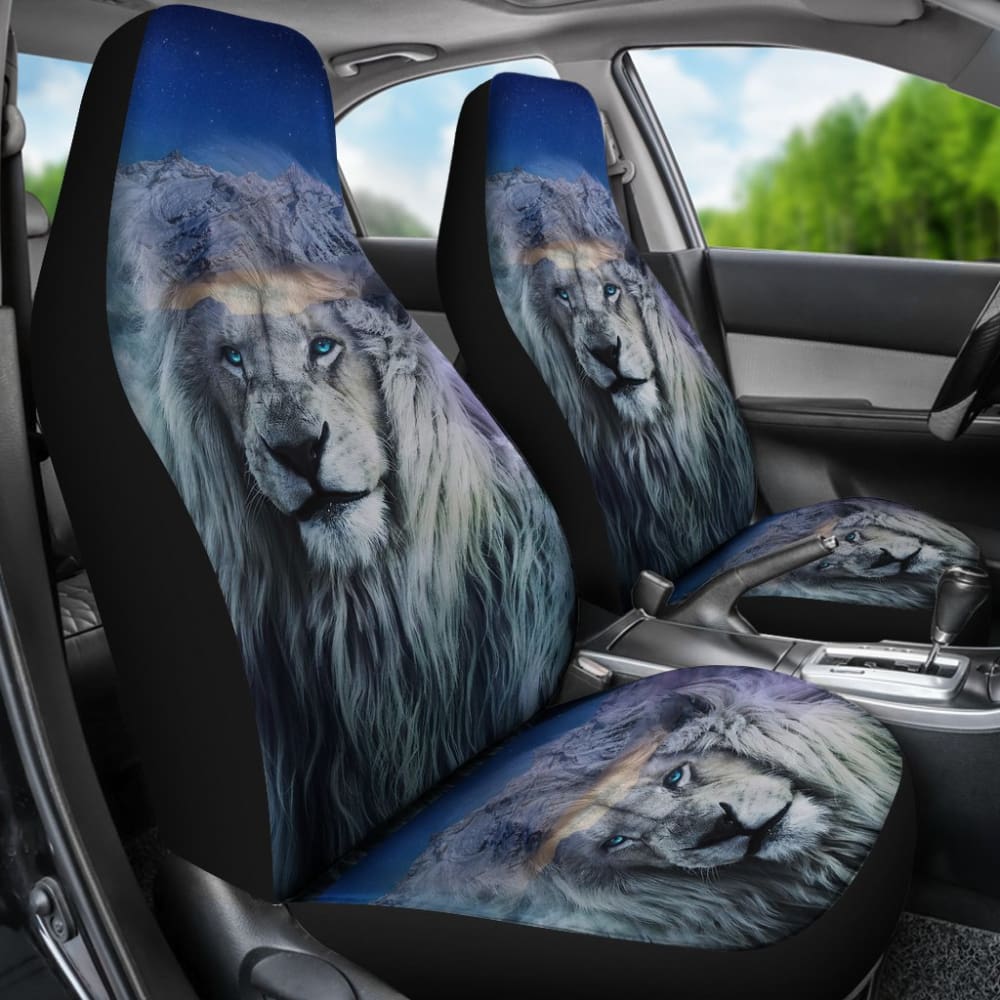 White Snow Mountain Lion Car Seat Covers 211303