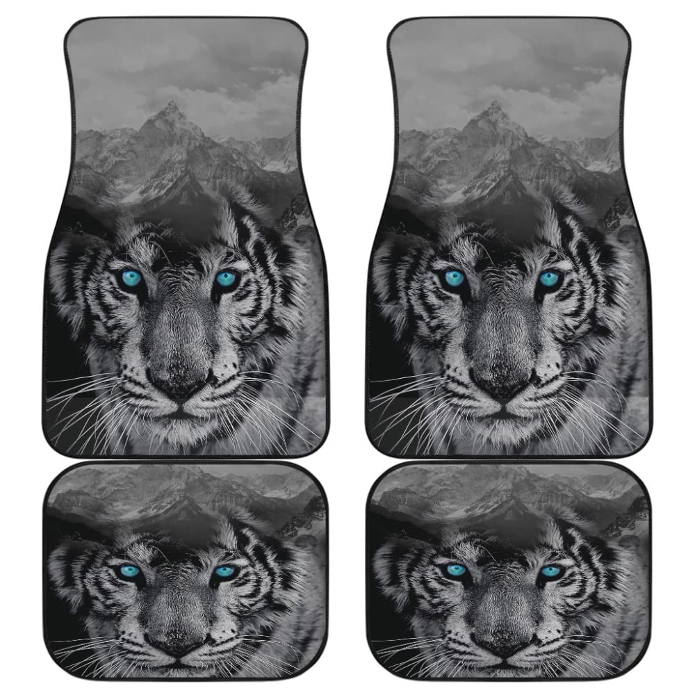 White Snow Tiger Floor Mats for Car 211303