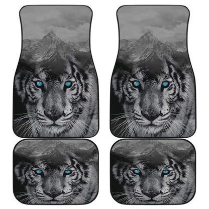 White Snow Tiger Floor Mats for Car 211303
