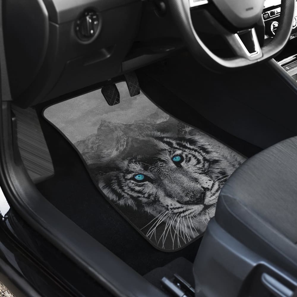 White Snow Tiger Floor Mats for Car 211303