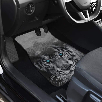 White Snow Tiger Floor Mats for Car 211303
