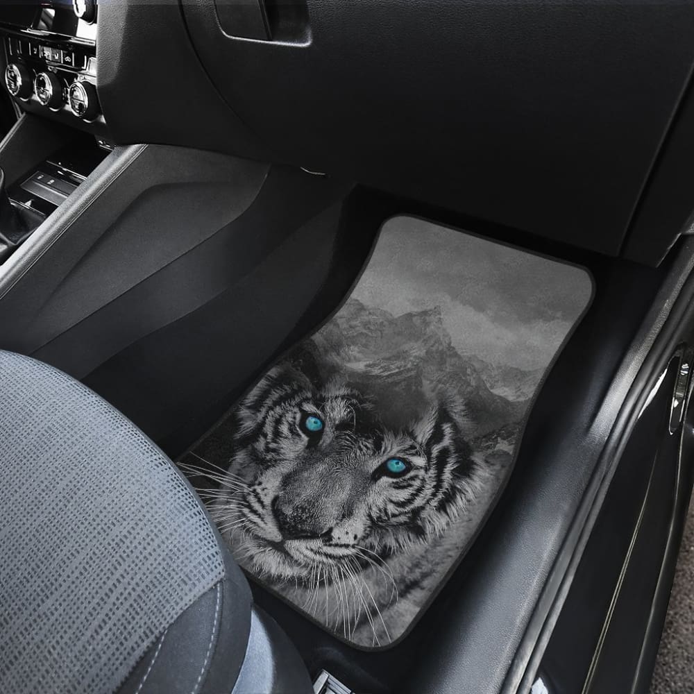 White Snow Tiger Floor Mats for Car 211303