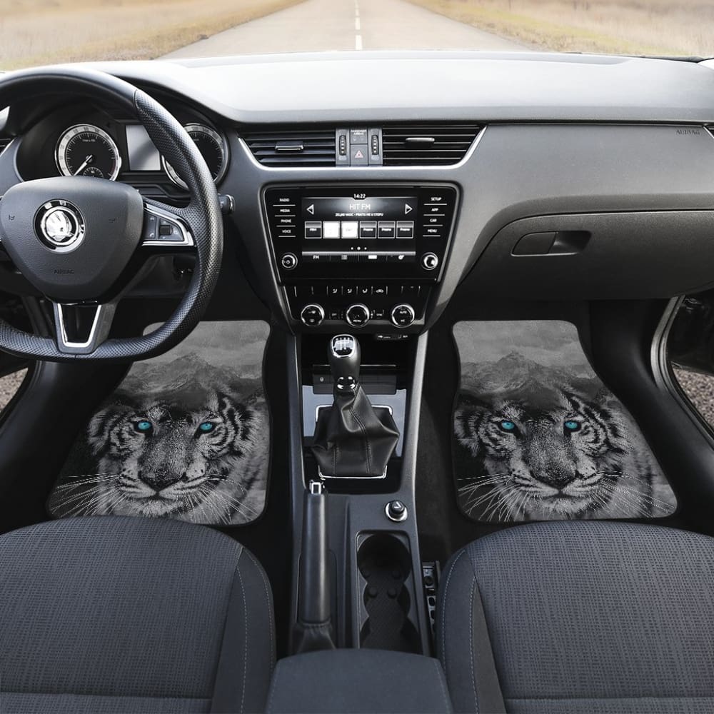 White Snow Tiger Floor Mats for Car 211303