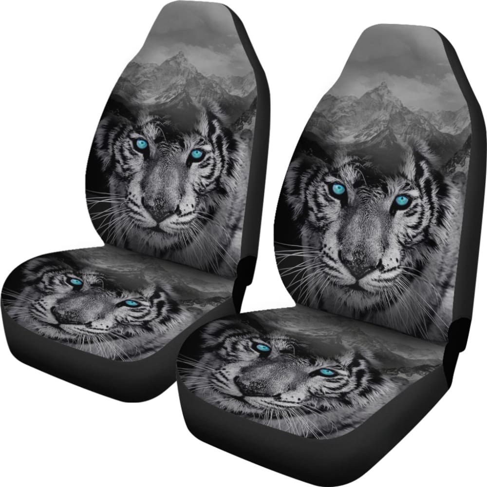 White Snow Tiger Seat Covers for Car 211303