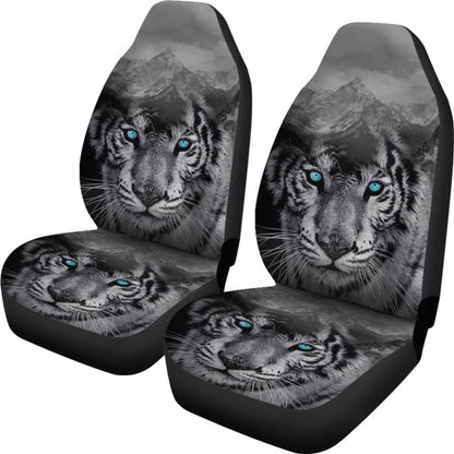 White Snow Tiger Seat Covers for Car 211303