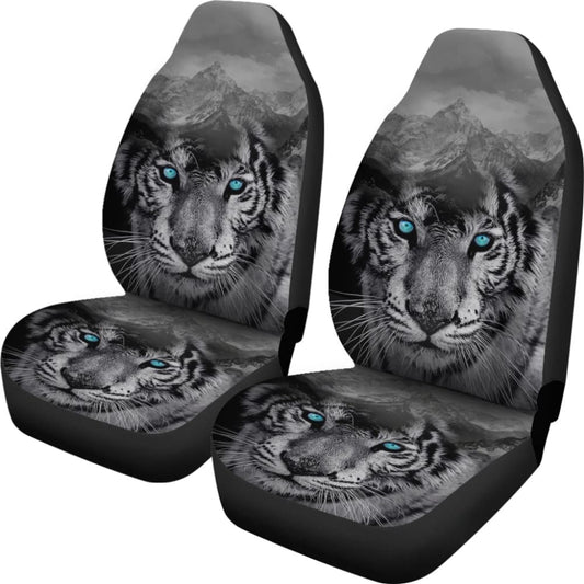White Snow Tiger Seat Covers for Car 211303