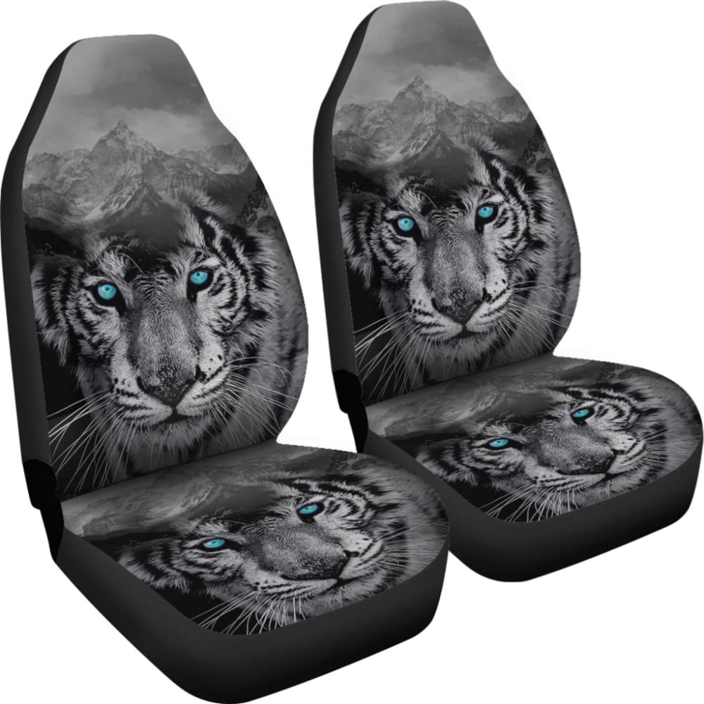 White Snow Tiger Seat Covers for Car 211303