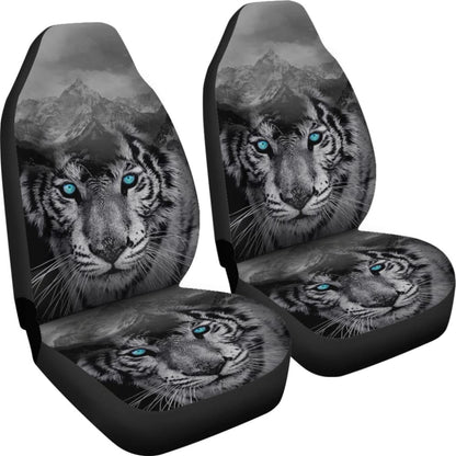White Snow Tiger Seat Covers for Car 211303