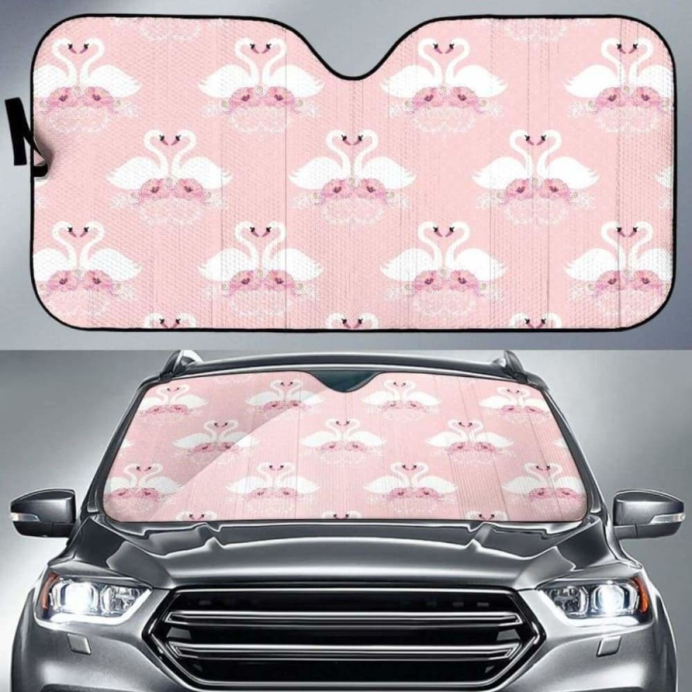 White Swan And Flower Love Pattern Car Auto Sun Shades 102507 - YourCarButBetter