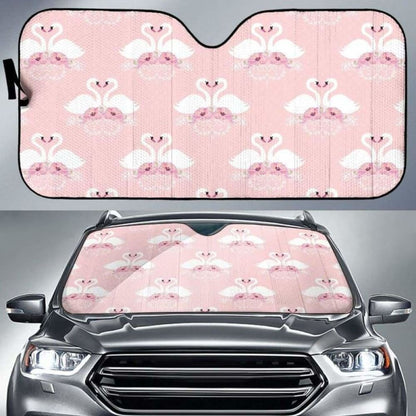 White Swan And Flower Love Pattern Car Auto Sun Shades 102507 - YourCarButBetter