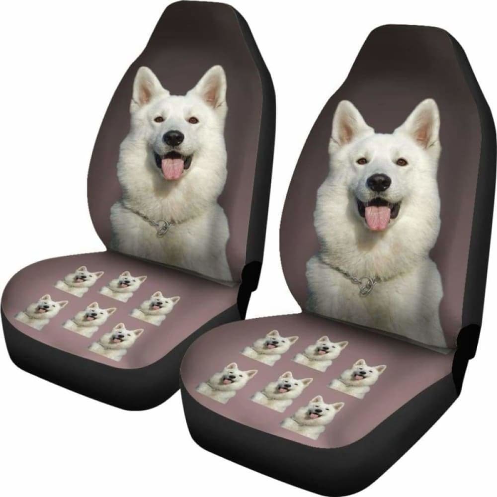 White Swiss Shepherd Car Seat Covers 091706