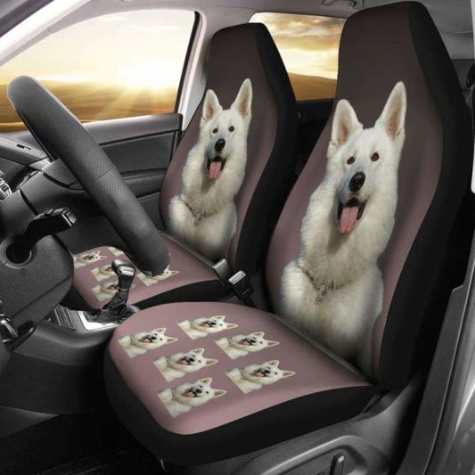 White Swiss Shepherd Car Seat Covers 091706
