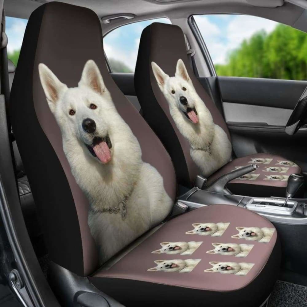 White Swiss Shepherd Car Seat Covers 091706