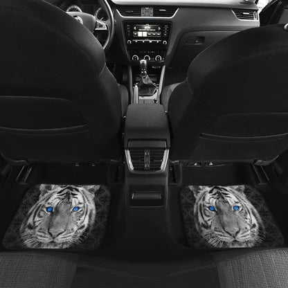 White Tiger Blue Eyes Amazing Black Background Car Floor Mats 210102 - YourCarButBetter