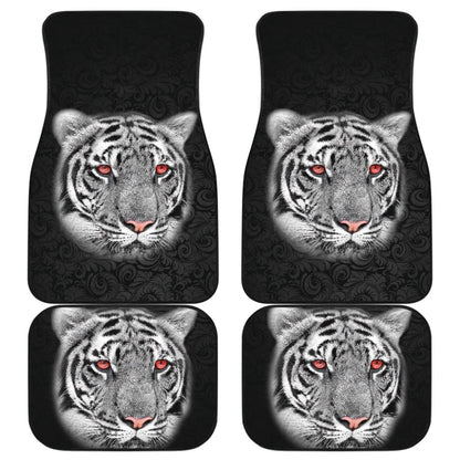 White Tiger Red Eyes Amazing Black Background Car Floor Mats 210102 - YourCarButBetter