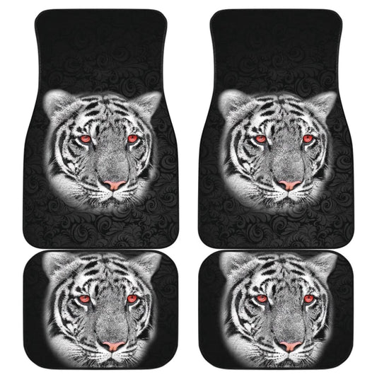 White Tiger Red Eyes Amazing Black Background Car Floor Mats 210102 - YourCarButBetter