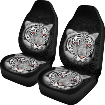 White Tiger Red Eyes Amazing Black Background Car Seat Covers 210102 - YourCarButBetter