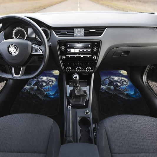 White Werewolf At Full Moon Dark Mountain Car Floor Mats 212109 - YourCarButBetter